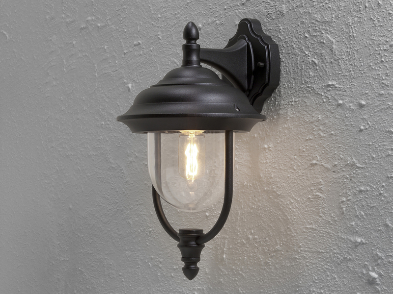 Außenwandleuchte PARMA Landhausstil Laterne hängend, Schwarz, Höhe 46cm