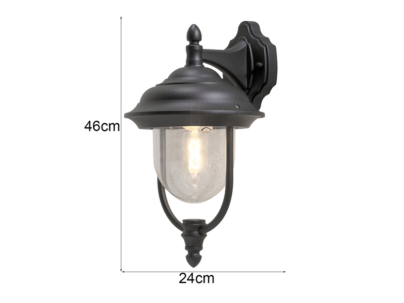 2er-Set hängende Wandleuchten PARMA, Aluminium schwarz, E27, IP43