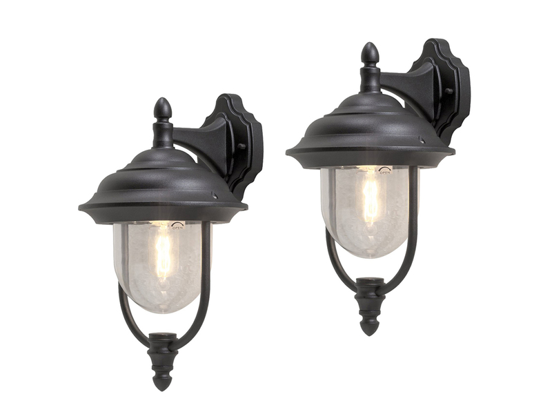 2er-Set hängende Wandleuchten PARMA, Aluminium schwarz, E27, IP43