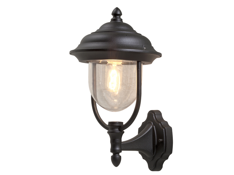 Außenwandleuchte PARMA Landhausstil Laterne stehend, Schwarz, Höhe 43cm