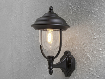 Außenwandleuchte PARMA Landhausstil Laterne stehend, Schwarz, Höhe 43cm