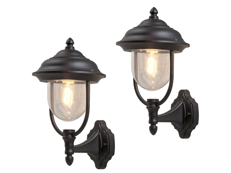 2er SET Wandlaterne ALU Schwarz für Hauswand E27, IP43