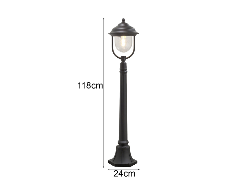 2er-Set schwarze Wegeleuchten PARMA aus Aluminium, E27, IP43, H.: 118 cm