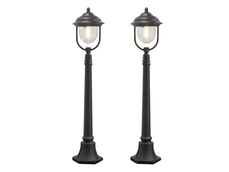 2er-Set schwarze Wegeleuchten PARMA aus Aluminium, E27, IP43, H.: 118 cm