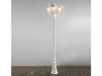 Straßenlaterne PARMA im Landhausstil, 3-flammig Weiß, Höhe 218cm Straßenlaterne PARMA im Landhausstil, 3-flammig Weiß, Höhe 218cm