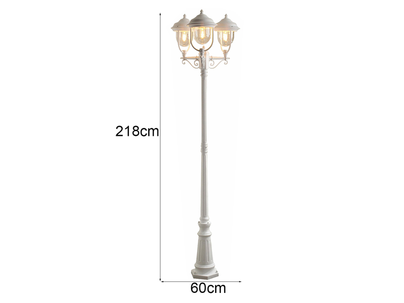 2er-Set weiße Gartenlaterne PARMA aus Aluminium, E27, IP43, H.: 218 cm