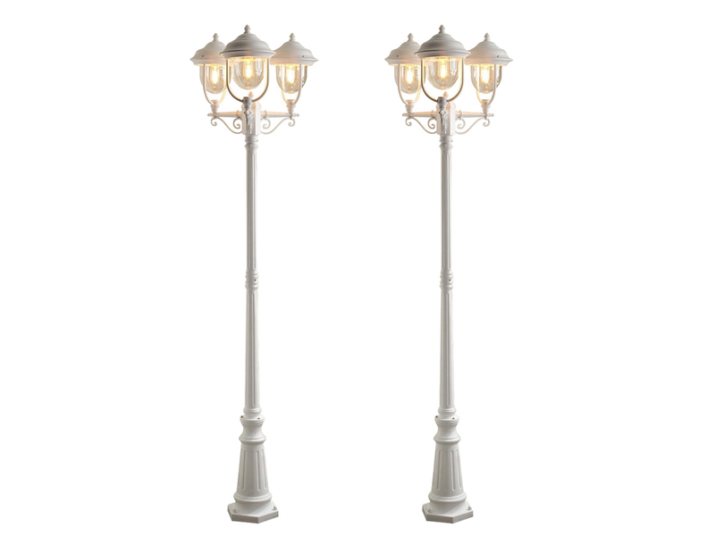 2er-Set weiße Gartenlaterne PARMA aus Aluminium, E27, IP43, H.: 218 cm