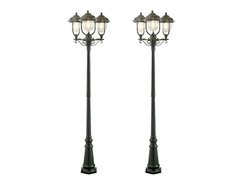 2er-Set grüne Gartenlaterne PARMA aus Aluminium, E27, IP43, H.: 218cm