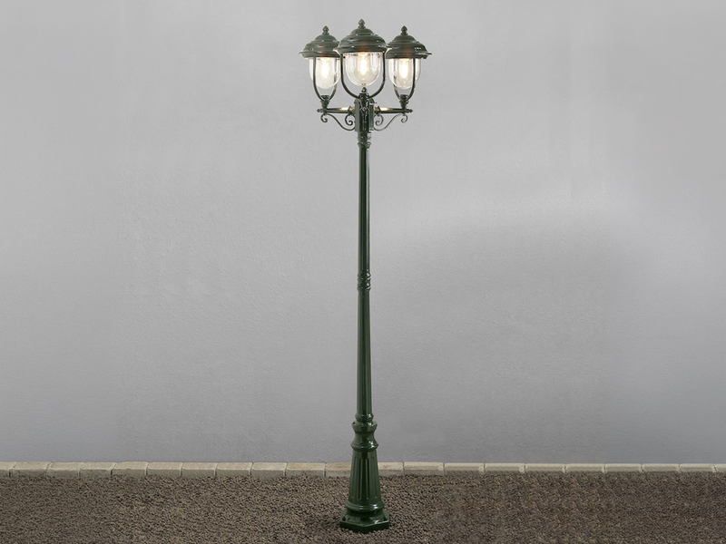 2er-Set grüne Gartenlaterne PARMA aus Aluminium, E27, IP43, H.: 218cm