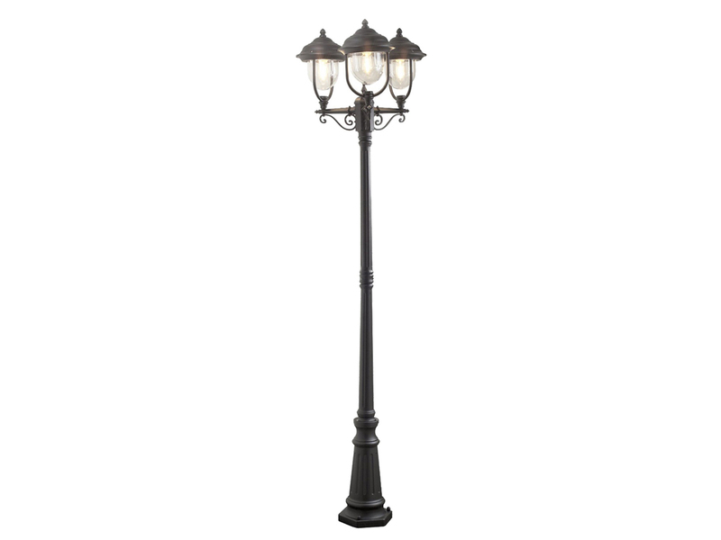 Straßenlaterne PARMA im Landhausstil, 3-flammig Schwarz, Höhe 218cm