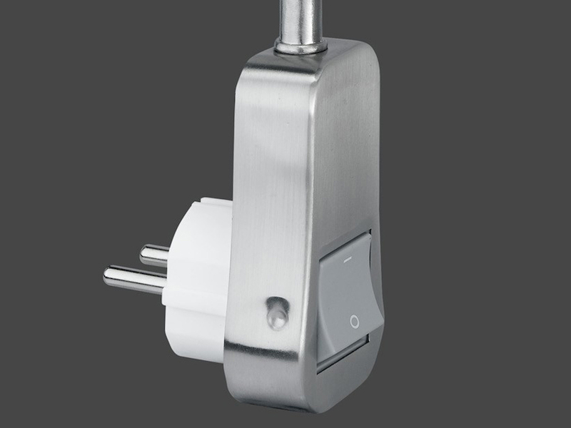 Leselampe LIGARA Silber Weiß, Stecker-Spot mit Schalter & Flexarm, Höhe 26,5cm