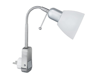 Stecker-Spot mit Schalter und Flexarm, Kunststoffschirm Weiß