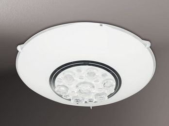 Kleine LED Deckenleuchte NOA Glas weiß mit Kristall Ø 25cm