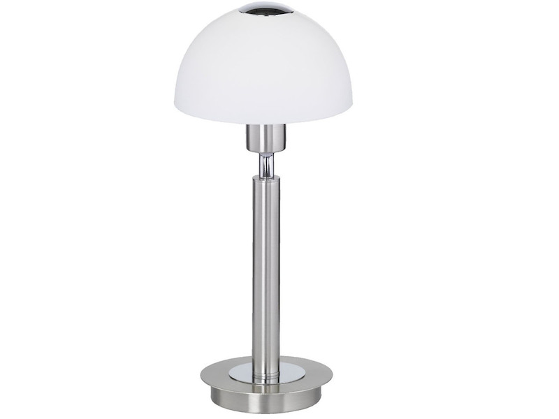 LED Tischlampe AMBER Silber mit Glasschirm Weiß - Höhe 29cm