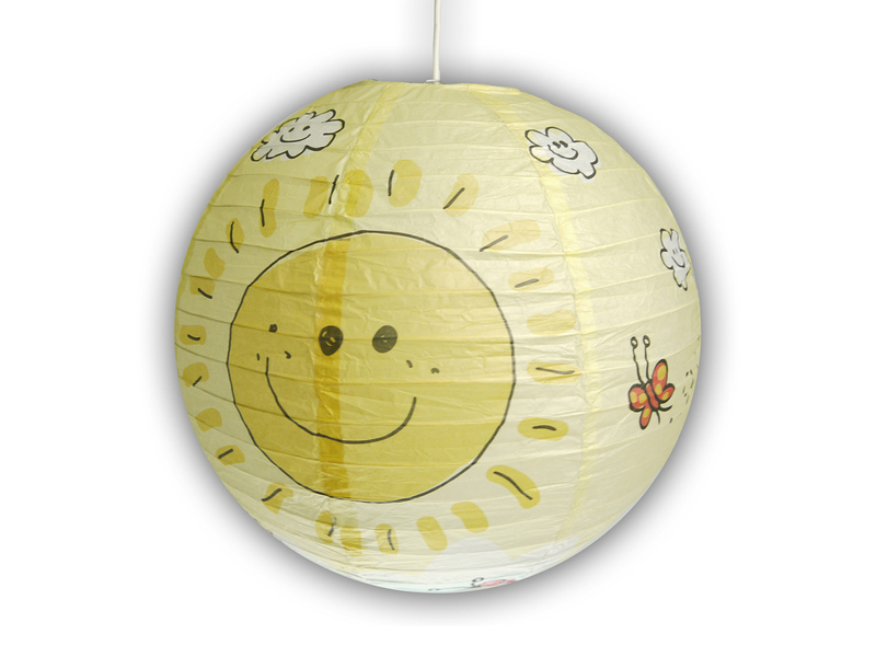 Papier Lampenschirm fürs Kinderzimmer mit fröhlichem Sonnen Motiv Ø 40cm