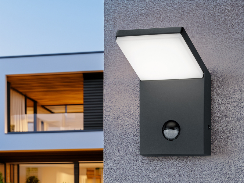 LED Außenwandleuchte PEARL mit Bewegungsmelder, Anthrazit Höhe 16cm