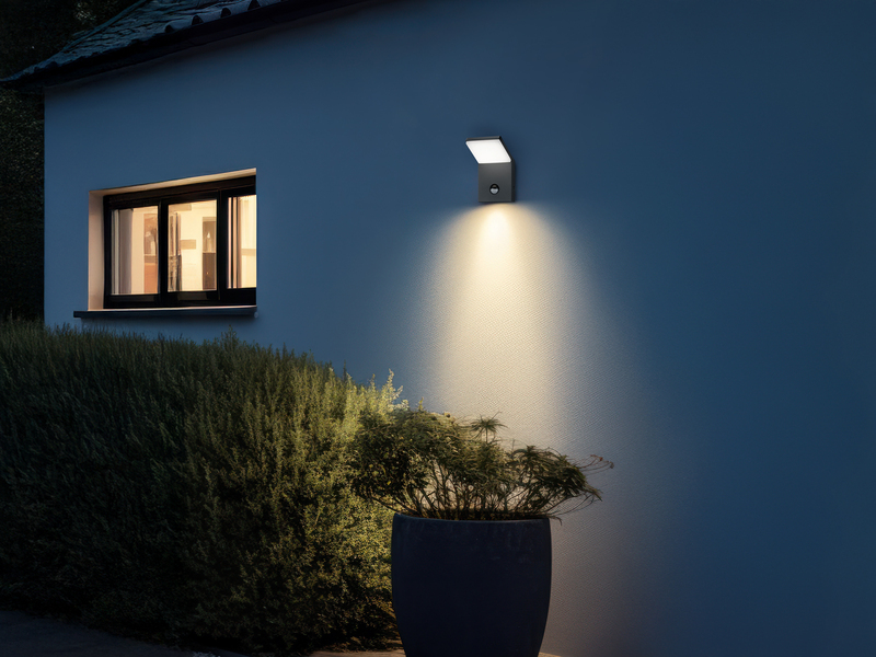 LED Außenwandleuchte PEARL mit Bewegungsmelder, Anthrazit Höhe 16cm