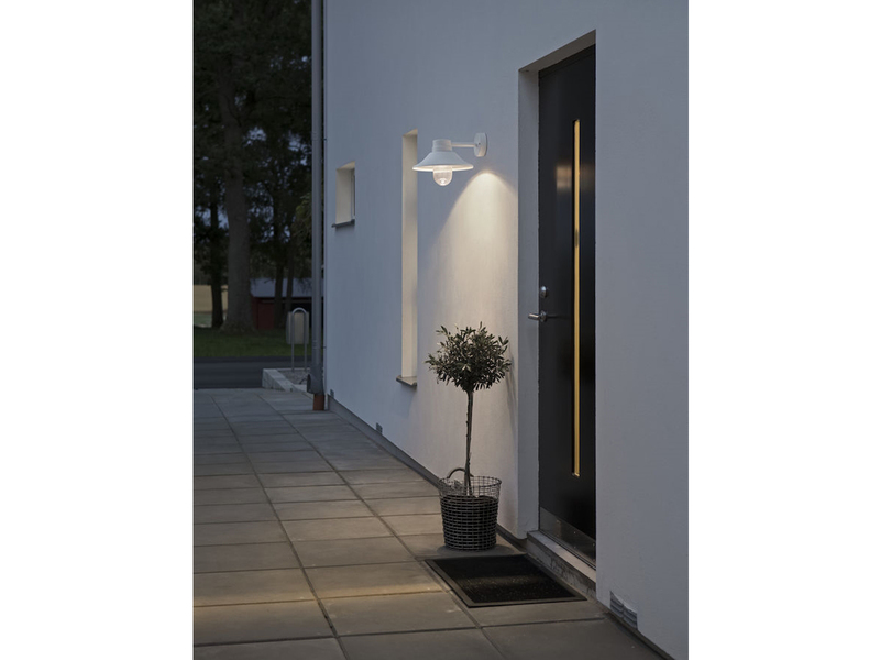 LED Außenwandleuchte VEGA Aluminium Weiß & Klarglas, Höhe 26,5cm