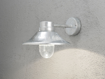 LED Außenwandleuchte VEGA Stahl Silber & Klarglas, Höhe 26,5cm
