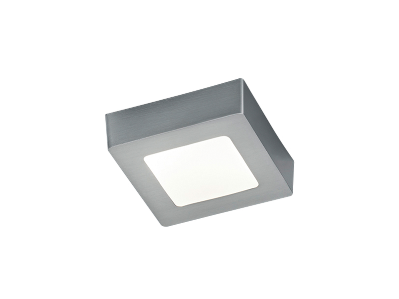 Kleine LED Deckenleuchte ZEUS extra flach, Silber Quadrat 12cm