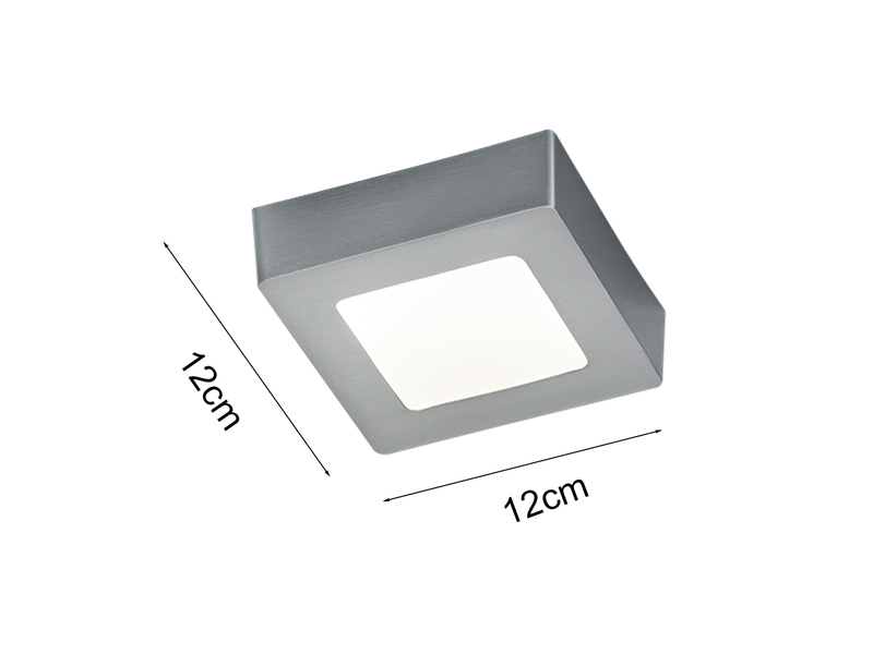 Kleine LED Deckenleuchte ZEUS extra flach, Silber Quadrat 12cm