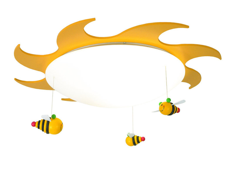 Fröhliche Deckenleuchte fürs Kinderzimmer, Sonne mit süßen Bienen, SUM-SUM