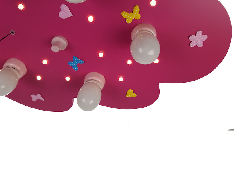 Kinder-Deckenleuchte mit Stoffblumen, LED-Punkte für Schlummerlicht, WÖLKCHEN