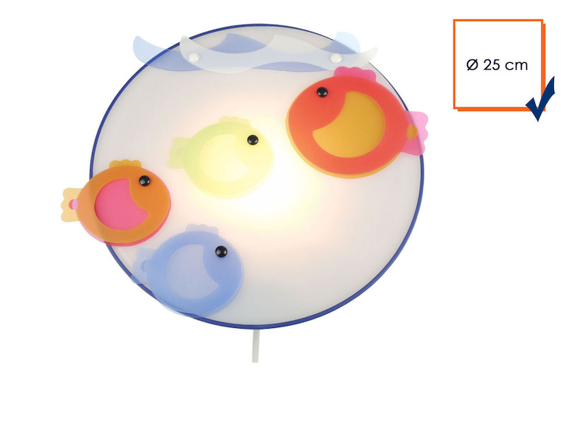 Kinderzimmer Wandleuchte KLEINE FISCHE mit bruchsicherem Schirm, Ø 25cm