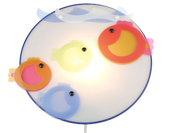 Kinderzimmer Wandleuchte KLEINE FISCHE mit bruchsicherem Schirm, Ø 25cm