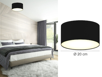 Deckenlampe CEILING DREAM, Stoff Schwarz / Abdeckung satiniert, Ø 20cm