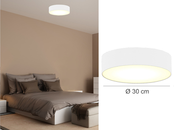 Trendige Deckenlampe, Stoff weiß/satinierte Abdeckung, Ø 30 cm, CEILING DREAM