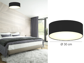 Deckenlampe CEILING DREAM, Stoff Schwarz / Abdeckung satiniert, Ø 30cm