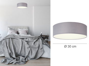 Deckenlampe CEILING DREAM, Stoff Grau / Abdeckung satiniert, Ø 30cm