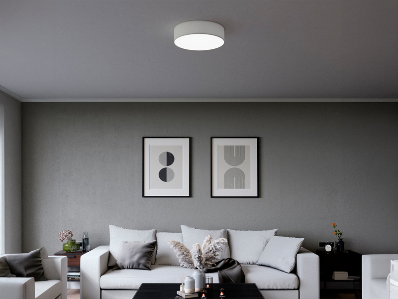 Deckenlampe CEILING DREAM, Stoff Weiß / Abdeckung satiniert, Ø 40cm