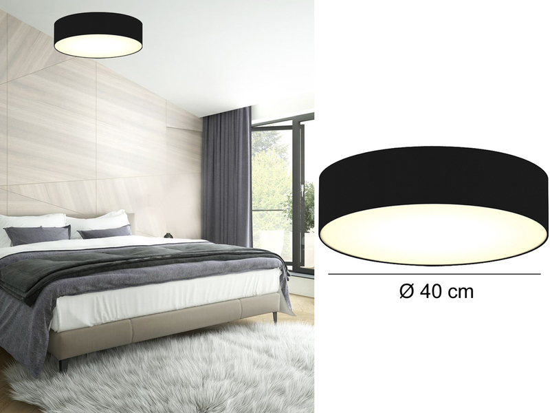 Deckenlampe CEILING DREAM, Stoff Schwarz / Abdeckung satiniert, Ø 40cm