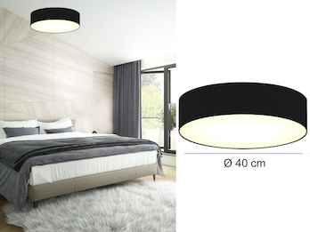 Deckenlampe CEILING DREAM, Stoff Schwarz / Abdeckung satiniert, Ø 40cm