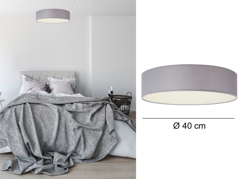 Deckenlampe CEILING DREAM, Stoff Grau / Abdeckung satiniert, Ø 40cm