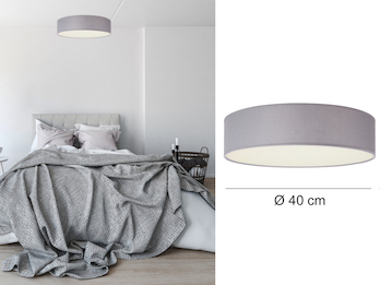 Deckenlampe CEILING DREAM, Stoff Grau / Abdeckung satiniert, Ø 40cm