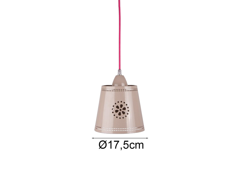 Kleine Pendelleuchte im Landhausstil, Lampenschirm Metall Beige Ø 17,5cm