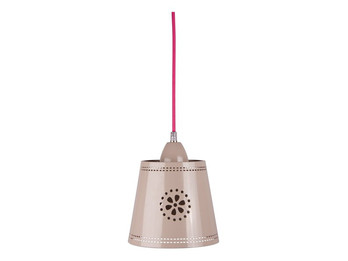 Kleine Pendelleuchte im Landhausstil, Lampenschirm Metall Beige Ø 17,5cm