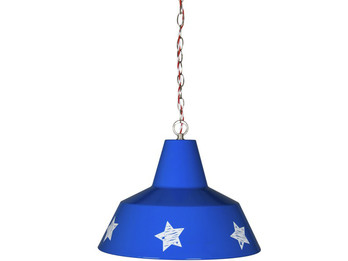 Coole Hängeleuchte im Amerika-Look,Metall blau mit weißen Sternen,E27 max. 60W