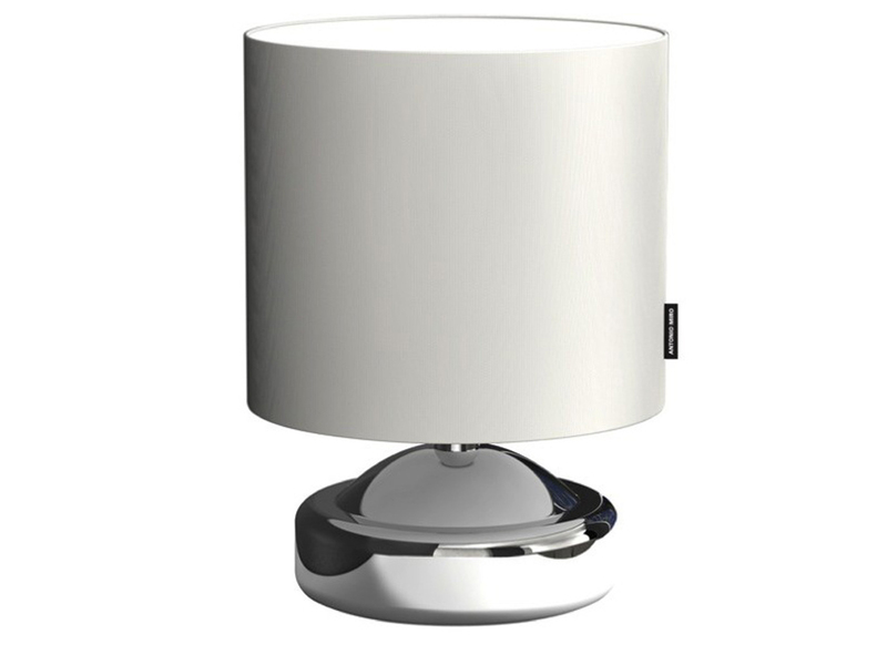 Elegante Designer-Tischleuchte Chrom/Schirm weiß ANTONIO MIRO, Höhe 27cm