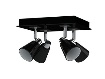 Deckenstrahler KYRA 4-flammig, Chrom / Glas Schwarz, Quadrat 24cm