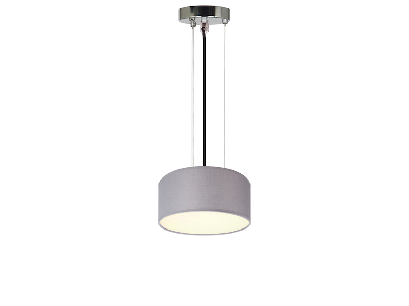 Hängelampe CEILING DREAM, Stoff Grau / Abdeckung satiniert, Ø 20cm