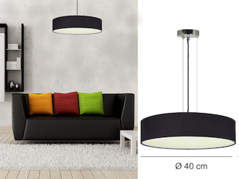Hängelampe CEILING DREAM, Stoff Schwarz / Abdeckung satiniert, Ø 40cm
