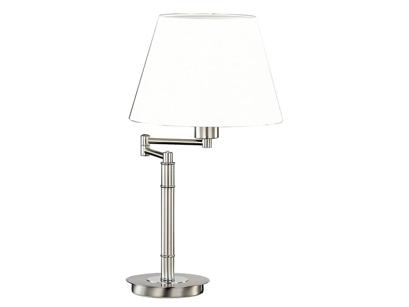 Tischlampe WIESBADEN Silber mit Lampenschirm Stoff Weiß verstellbar