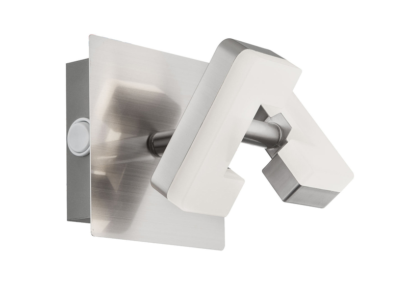 LED Wandstrahler ZARA mit Schalter, Silber matt, Breite 10,5cm