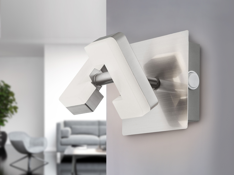 LED Wandstrahler ZARA mit Schalter, Silber matt, Breite 10,5cm