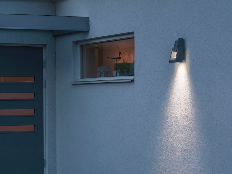 Dimmbare LED Außenwandlampe POTENZA, Aluminum schwarz, austauschbares LED Modul
