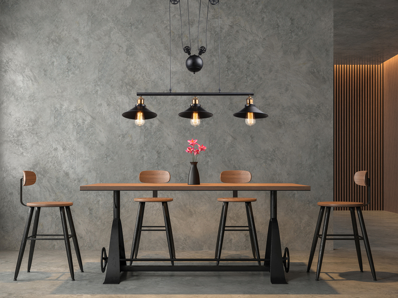 Zugpendelleuchte LENIUS 3-flammig höhenverstellbar bis 180cm, Breite 92cm
